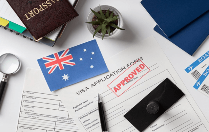 Australia visa application form displayed, crucial for individuals seeking immigration to Australia, with sections for details.